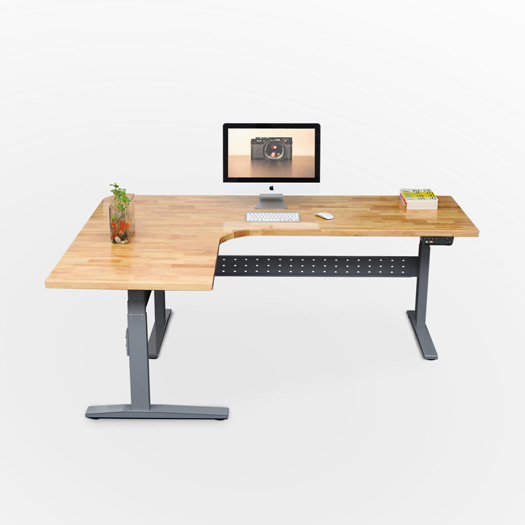 三腿升降桌 实木桌板